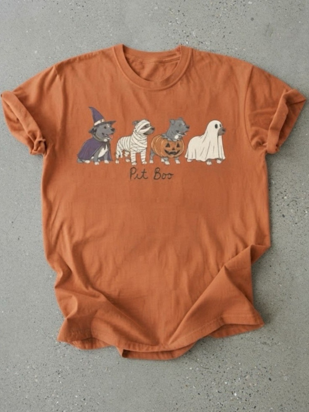 Pit Boo Halloween Dog Costume Pumpkin Orange Gildan T-Shirt